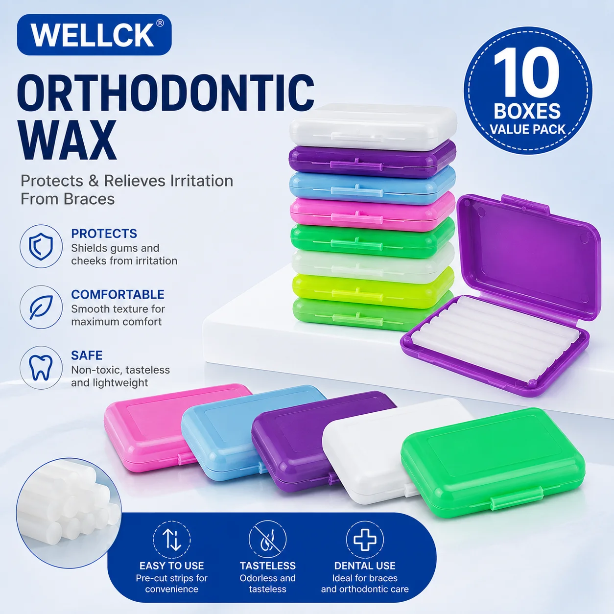 10 Box/Pack Fruit Flavour Dental Orthodontics Relief Wax Sticks for Braces Gum Irritation Teeth Whitening Oral Care Materials