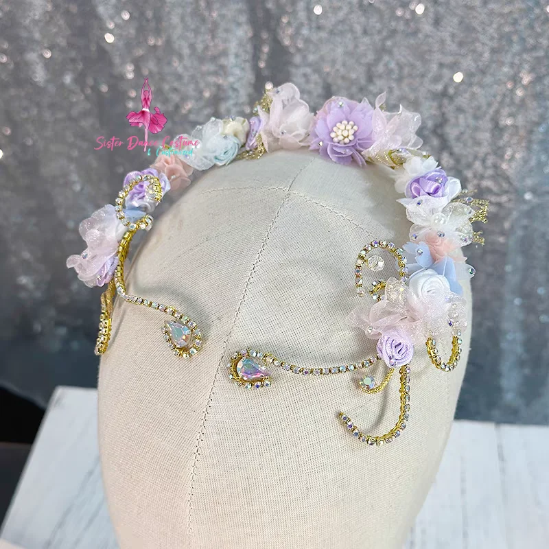 2024 New ballet Professional Headwear performance group Competition Group Dance sparkling water fairy wreath flower crown