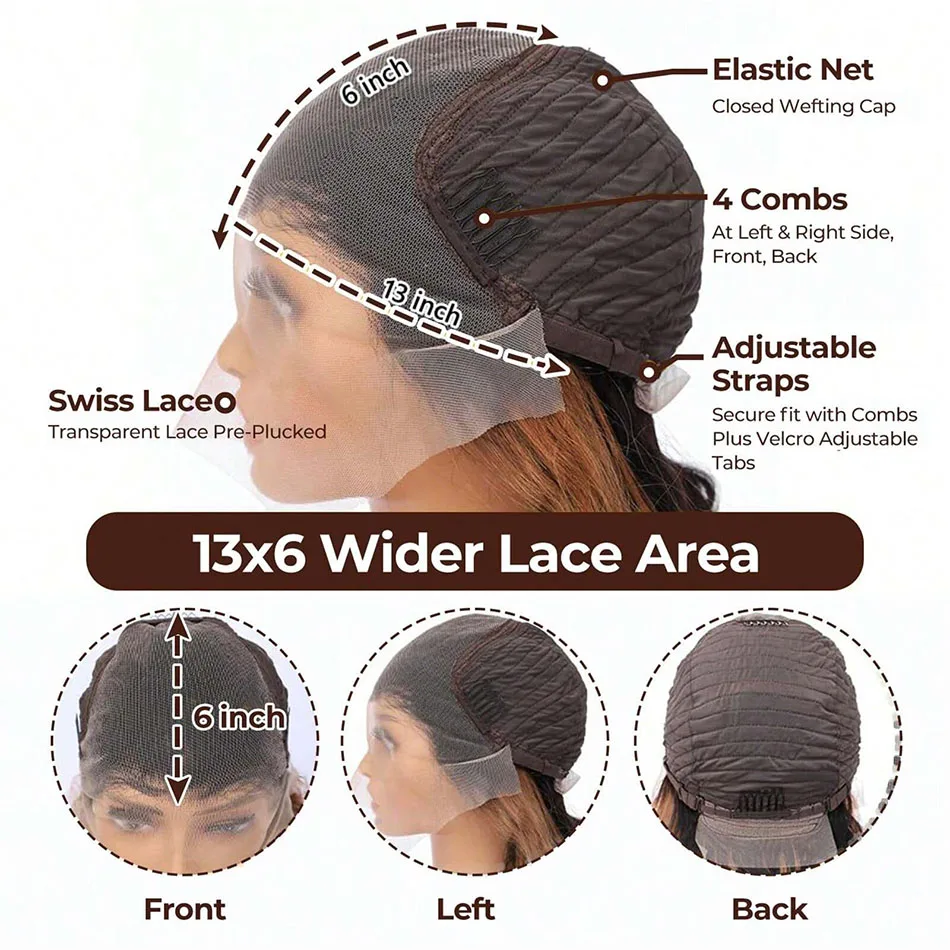 13x6 تسليط الضوء على الدانتيل شعر مستعار أمامي شعر الإنسان P1B/30 الجسم موجة الدانتيل الباروكة الأمامية شعر الإنسان قبل قطعها 200% الكثافة 36 بوصة للنساء