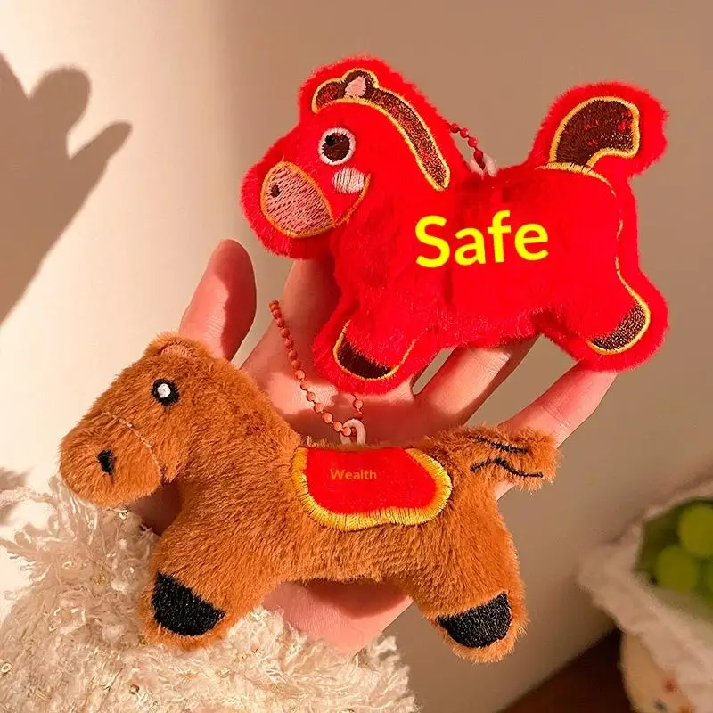 Mignon année du cheval poney mascotte en peluche poupée en peluche porte-clés pendentif sac suspendu nouvel an chinois bénédiction Souvenir cadeaux