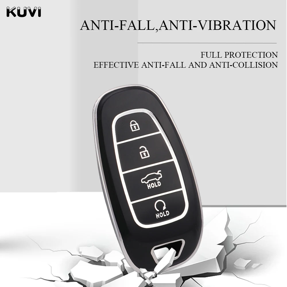 Fashion TPU Car Key Case Cover Shell Fob For Hyundai Tucson Solaris Sonata Hybrid NEXO NX4 Santafe dn8 4 Buttons 2020 2021 2022