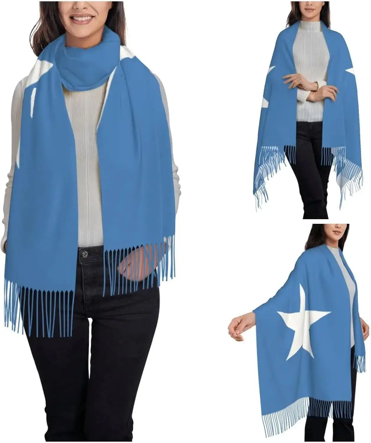 وشاح بطانية دافئة لفصل الشتاء، وشاح علم الصومال للنساء لخريف وشتاء الباشمينا شال لف صومالي