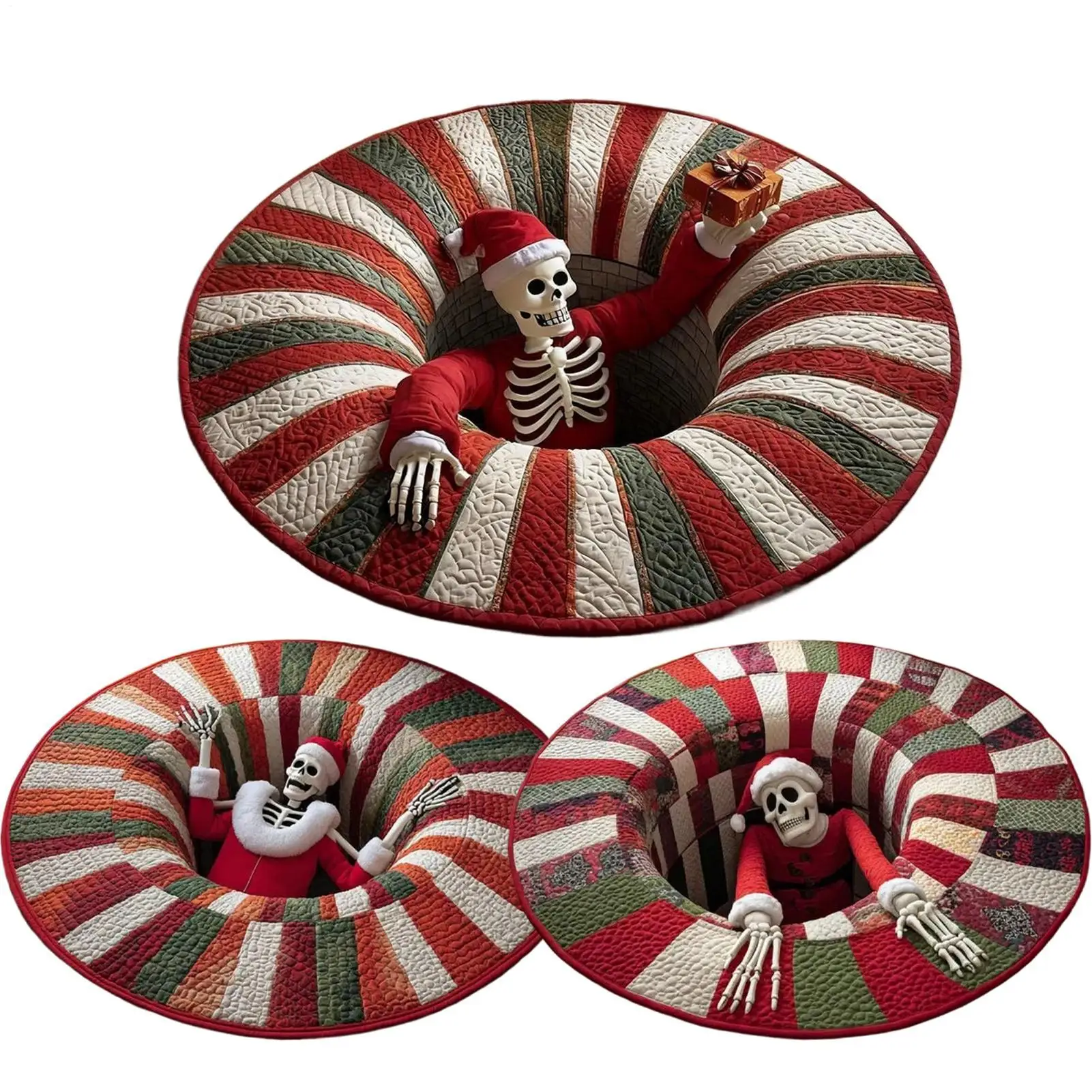 

Christmas Rug 3D Home Decor Skeleton Skull Non-Slip Visual Door Carpet For Kitchen Entryway Entrance Indoor Bathroom Bedroom