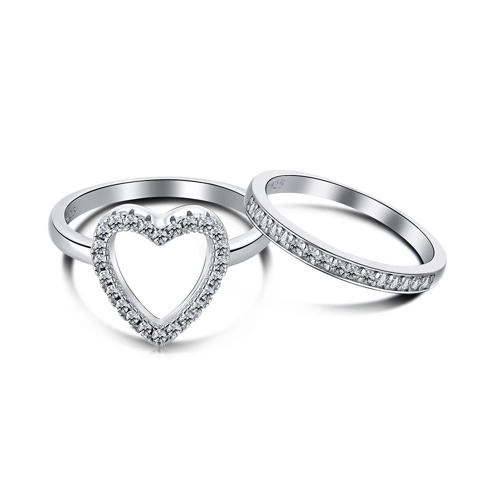 

925 Sterling Silver Hollow Heart Heart Heart Heart Heart Ring Ins Female Pair Ring Overlay