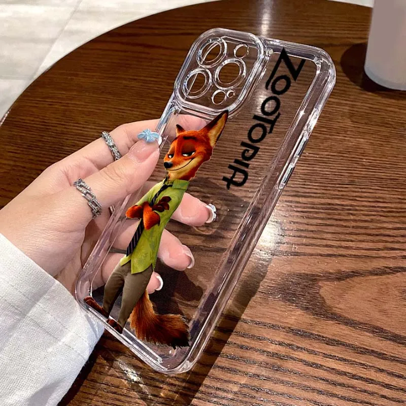 ディズニー ズートピア ウサギ キツネ Apple iPhone 17 16 15 14 13 12 11 Air Pro Max Plus Mini 用 透明 ソフト スマホケース