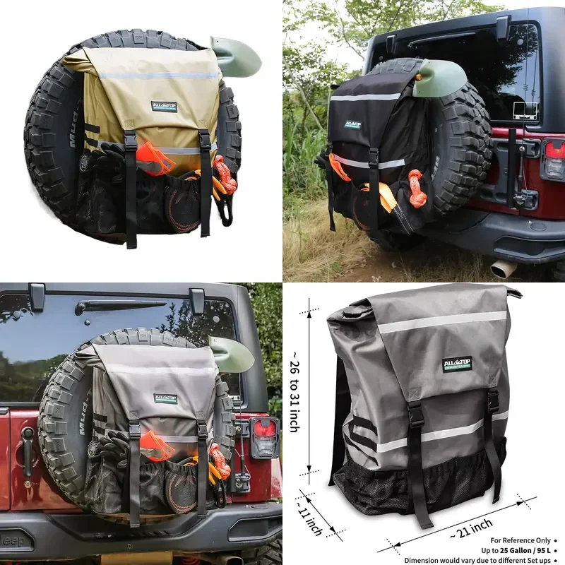 2026 Hot Sale Universal Spare Tire Cover Bag Durable Oxford Fabric Heavy Waterproof Adjustable Straps for Offroad