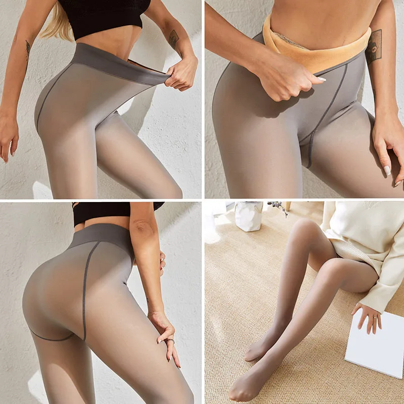 Winter Warm Leggings Sexy Slim Translucent Pantyhose Nylon Tights High Waist Elastic Thick Wool Sock Pants Women Thermal Legging image 6