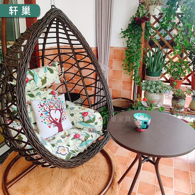 Woven rattan bird's nest indoor hanging basket Outdoor courtyard balcony leisure rattan chair hanging chair swing cradle