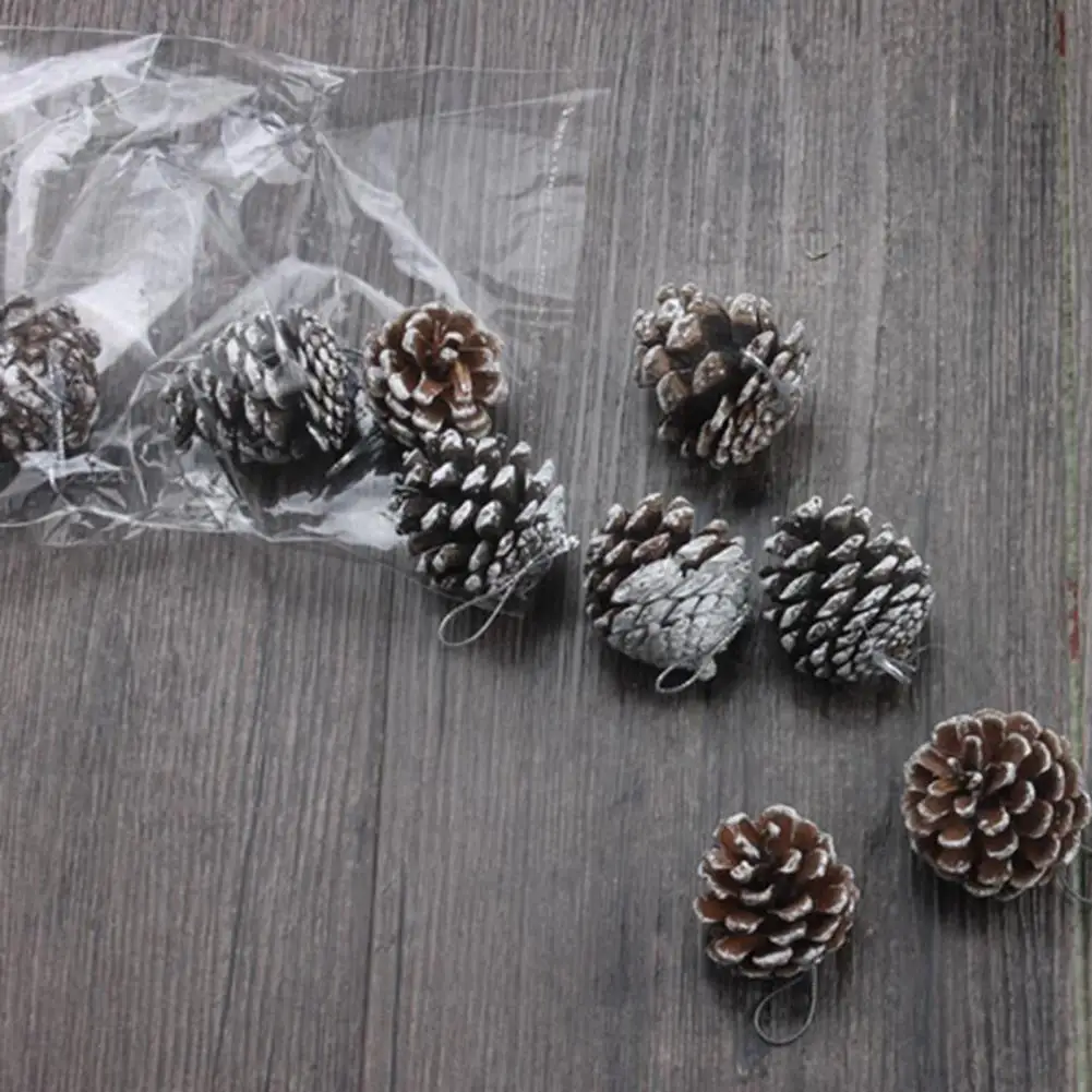 9Pcs Delicate Christmas Pine Cones  Fine Workmanship Eco-friendly Artificial Pine Cones  Natural Dried Artificial Mini Pine Nuts