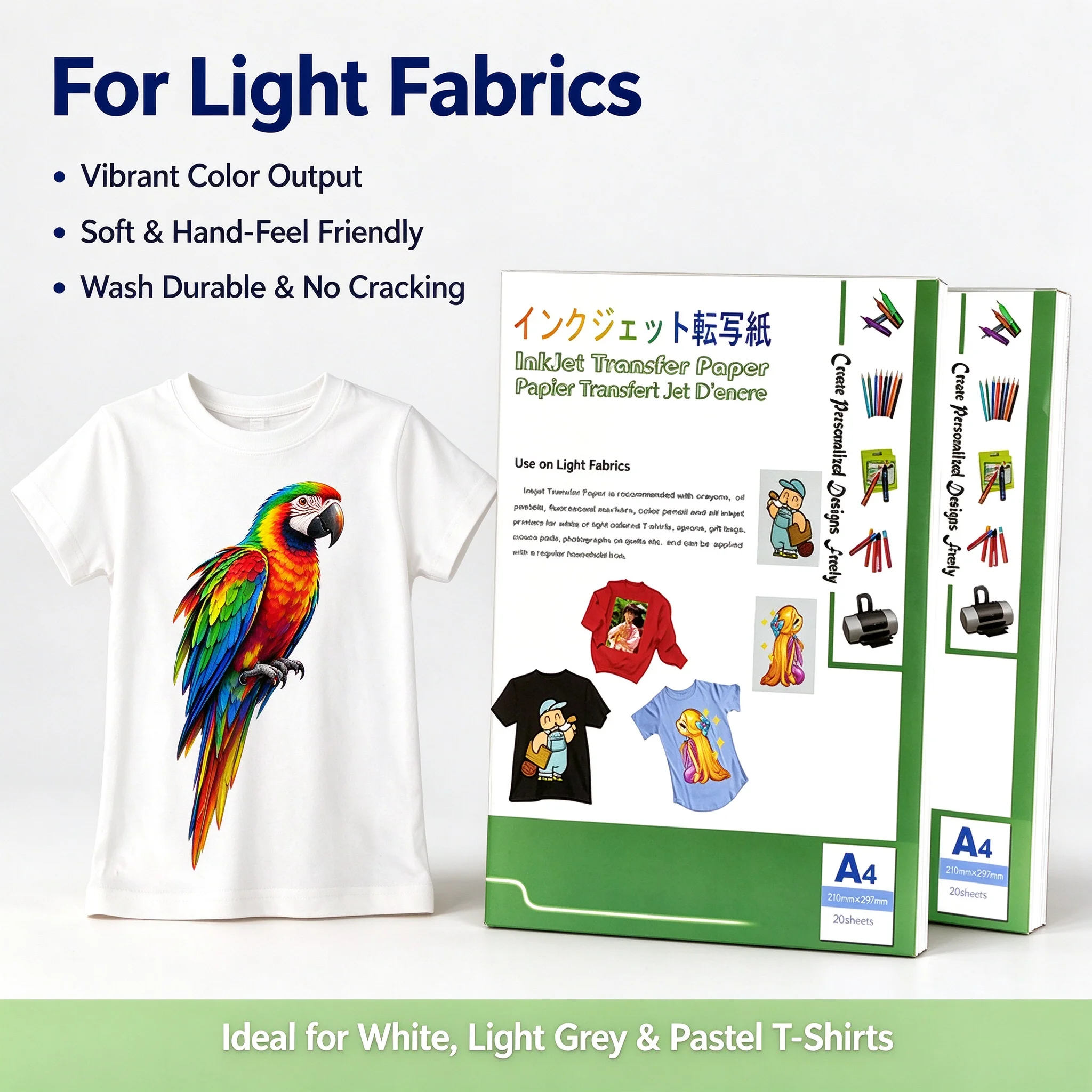Heat Transfer Paper A3 A4 Dark Light Color 100% Cotton Fabrics Cloth Iron T-shirt inkjet Printer Printing Design Ironing