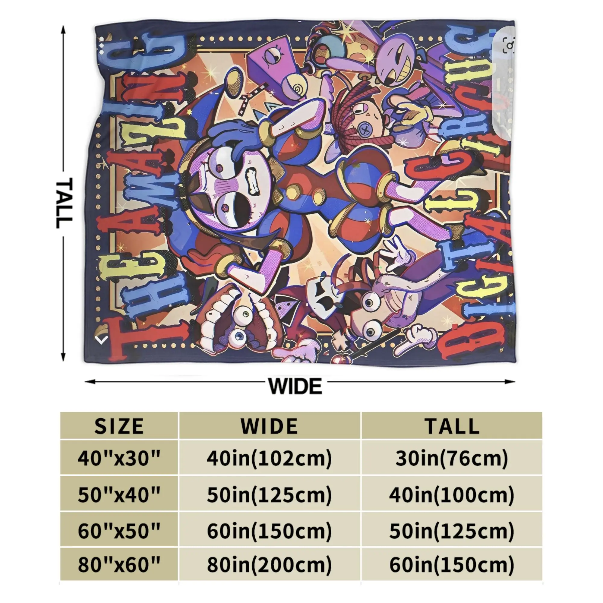 أنيمي المذهلة الرقمية السيرك البطانيات الزخرفية الفانيلا رمي بطانية للخارجية الدافئة لينة جودة مخصصة المفرش هدية