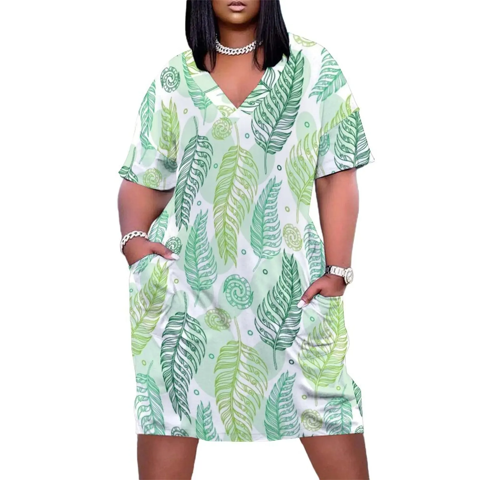 

Maori fern Loose Pocket Dress summer dresses womens 2025 woman dress festival outfit women womans clothing
