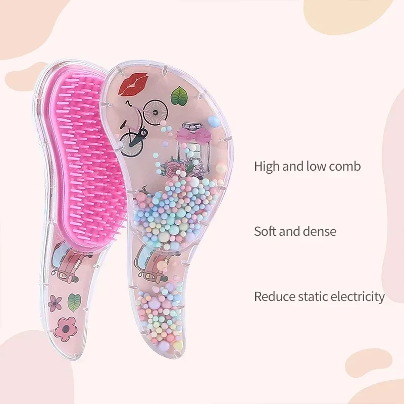 Cartoon Magic Comb Anti-static Massage Hair Brushes Tangle Detangle Shower Massage Hairbrush Comb Salon Accessories Pink