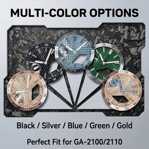 Premium Waffle Texture Watch Mod Compatible with CASIO GA2100 GA 2110 Watch Dial BGW9 Lume Metal Hands 3in1 Mod Kit