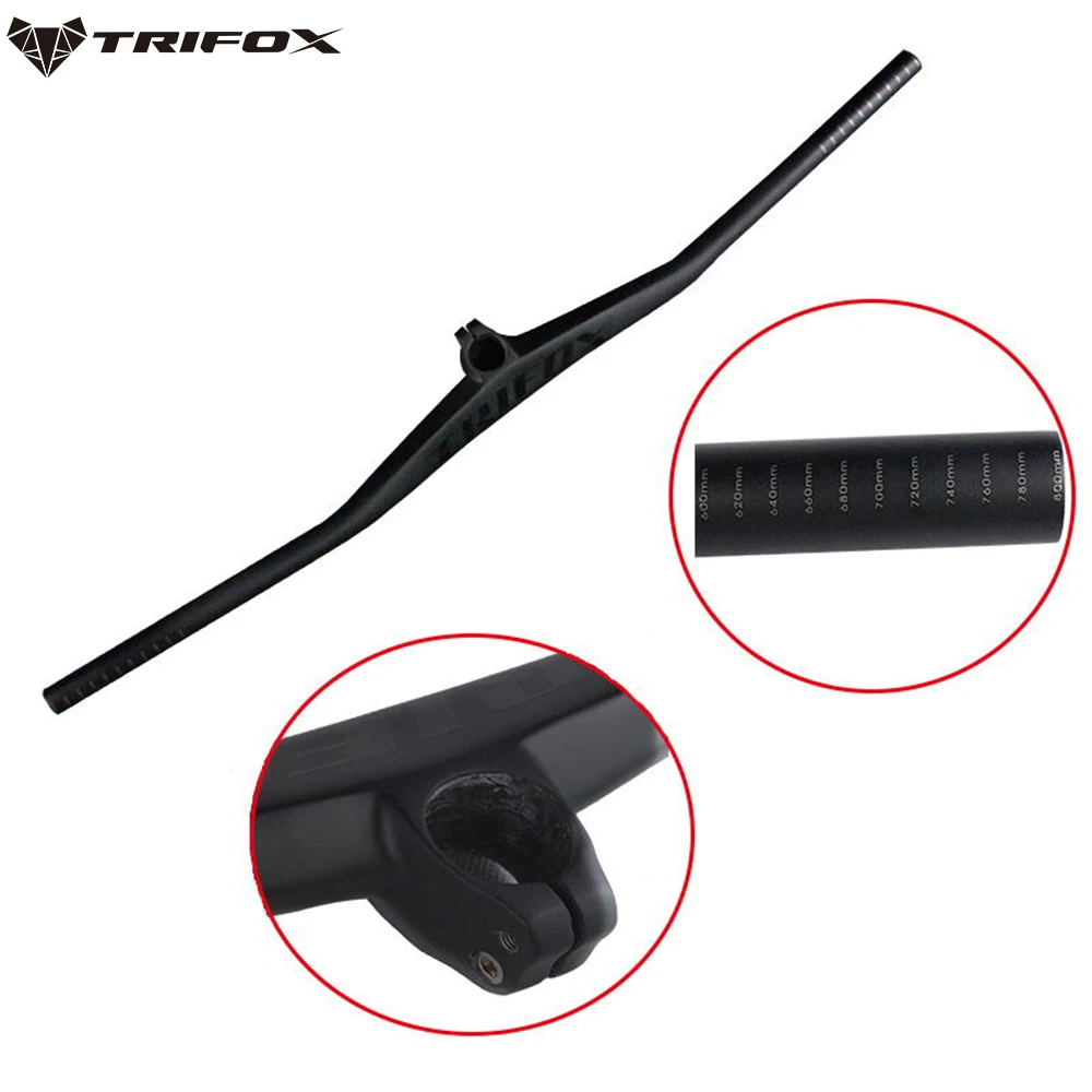 TRIFOX Carbon MTB  Handlebars Bicycle Manillar Riser -2 Degree One-shaped Integrated With Stem Black UD Matte Carbon Bike Handle