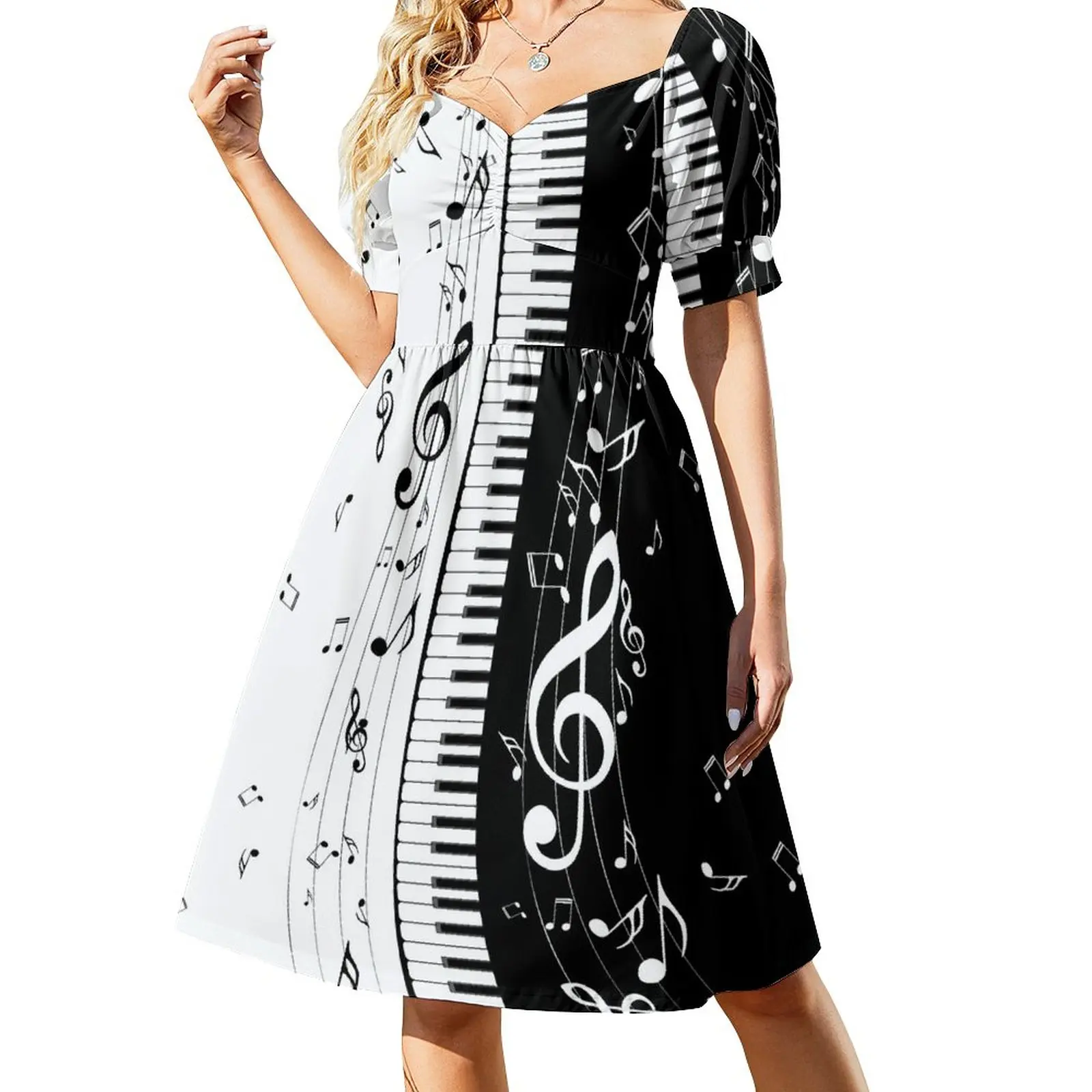 

Minimalistic Piano Keys Sleeveless Dress summer dress woman 2023 wedding guest dress 2023 dress women summer Beachwear