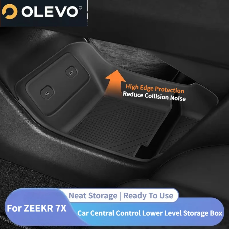 For Zeekr 7X 2025 Car Central Control Lower Level Organizer Storage Box Armrest Box Below Silicone Tray Car Interior Accessories