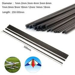 Katı karbon Fiber çubuk 1MM 2MM 3MM 4MM 5MM 6MM 7MM 8MM -18MM (250-500MM) takviye çubuk yüksek mukavemetli hafif DIY için