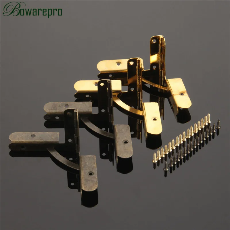 2pcs 90° Useful Mini Furniture Jewelry Wooden Box Lid Support Spring Hinges Upholstery Case Cabinet Chest Hinges Antique Bronze