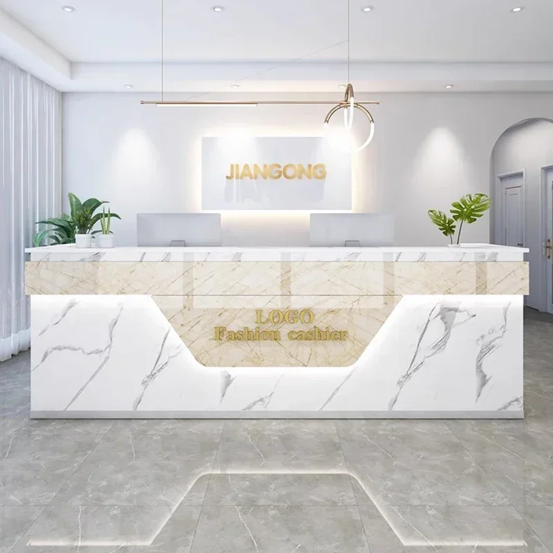 

Простые стойки регистрации Современный роскошный дизайн Дисплей Стойки регистрации Красота Элегантная коммерческая мебель Mostrador