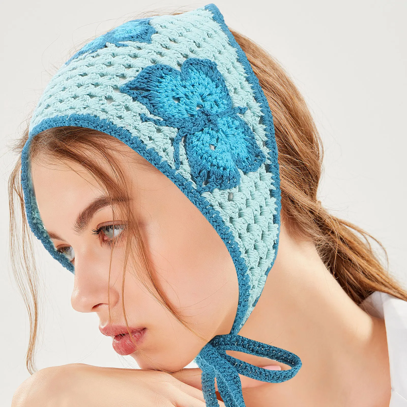 

Blue Butterfly Crochet Triangle Scarf Women Boho Headb Hair B Lace Spring Summer Thin Outdoor Fashion Hood