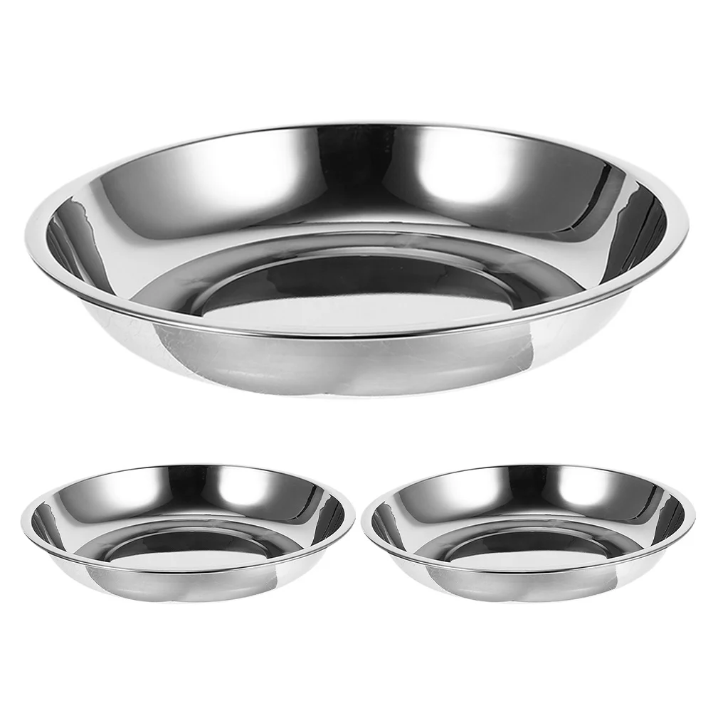 

3Pcs Stainless Steel Cat Dog Bowls Shallow Wide Metal Food Water Dish Stable Non Slip Pet Bowl Stainless Steel Cat Bowls