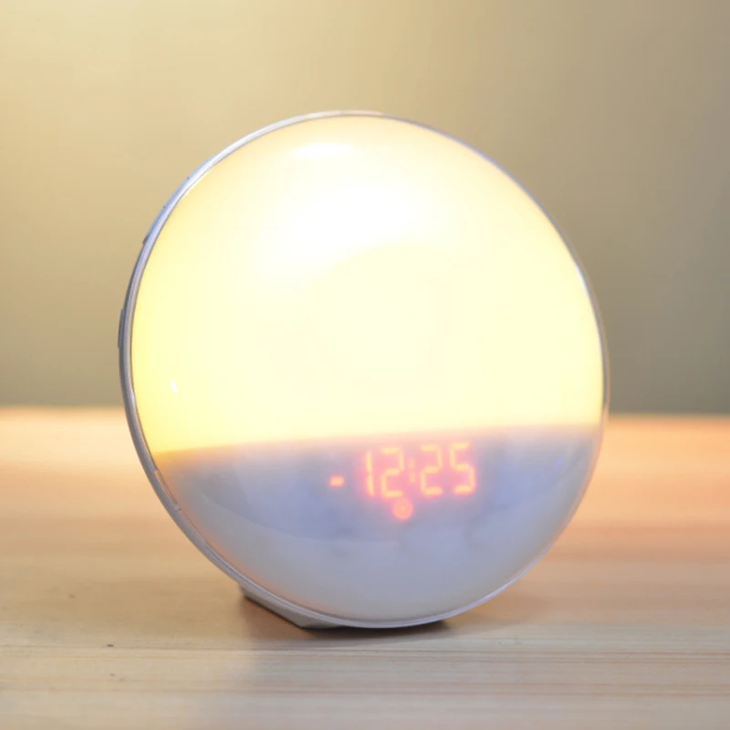 Wecklicht-Wecker mit Sonnenaufgang/Sonnenuntergangssimulation, zwei Alarme, UKW-Radio, Nachtlicht, 7 Farben, natürliche Geräusche, Schlummerfunktion – Detail 15