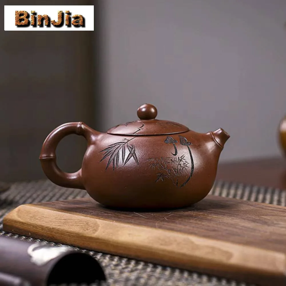 

230Ml Authentic Yixing Purple Clay Teapot Master Handmade Xishi Kettle Custom Beauty Tea Infuser Chinese Zisha Accessories Gift
