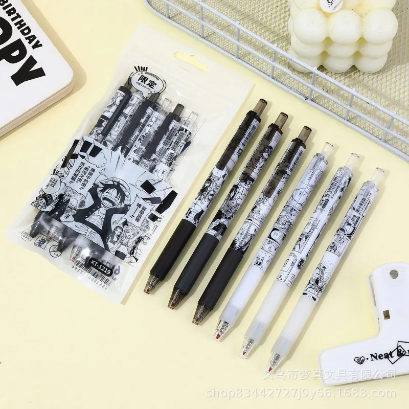 

One Piece Monkey D. Luffy Roronoa Zoro Black and White Comics Black Pen ST Press Neutral Pen Series Student Exam Pen Kids Gift