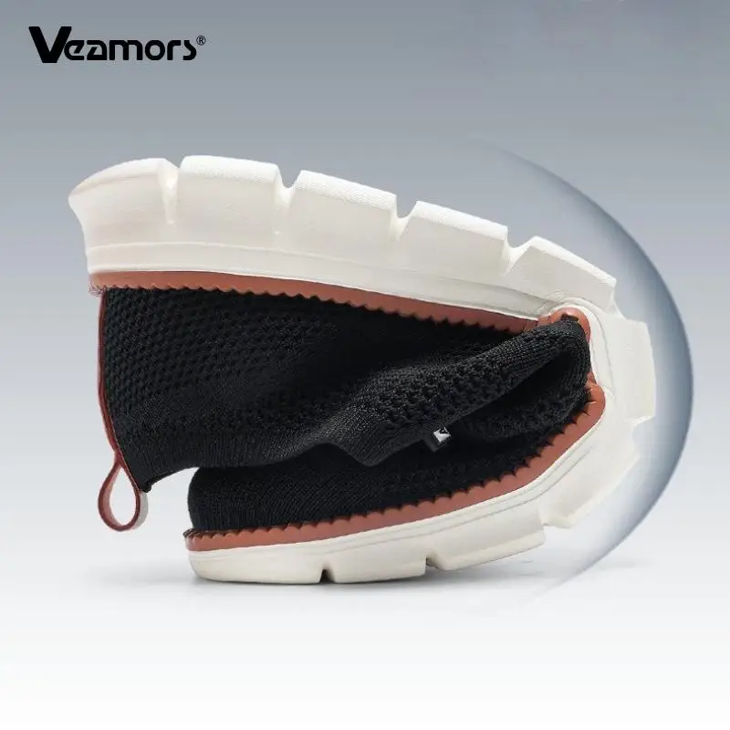 Men's Knitted Walking Shoes Breathable Mesh Casual Shoes Lightweight Daily Flats Fashion Lace-up Leisure Shoes Big Size 39-48