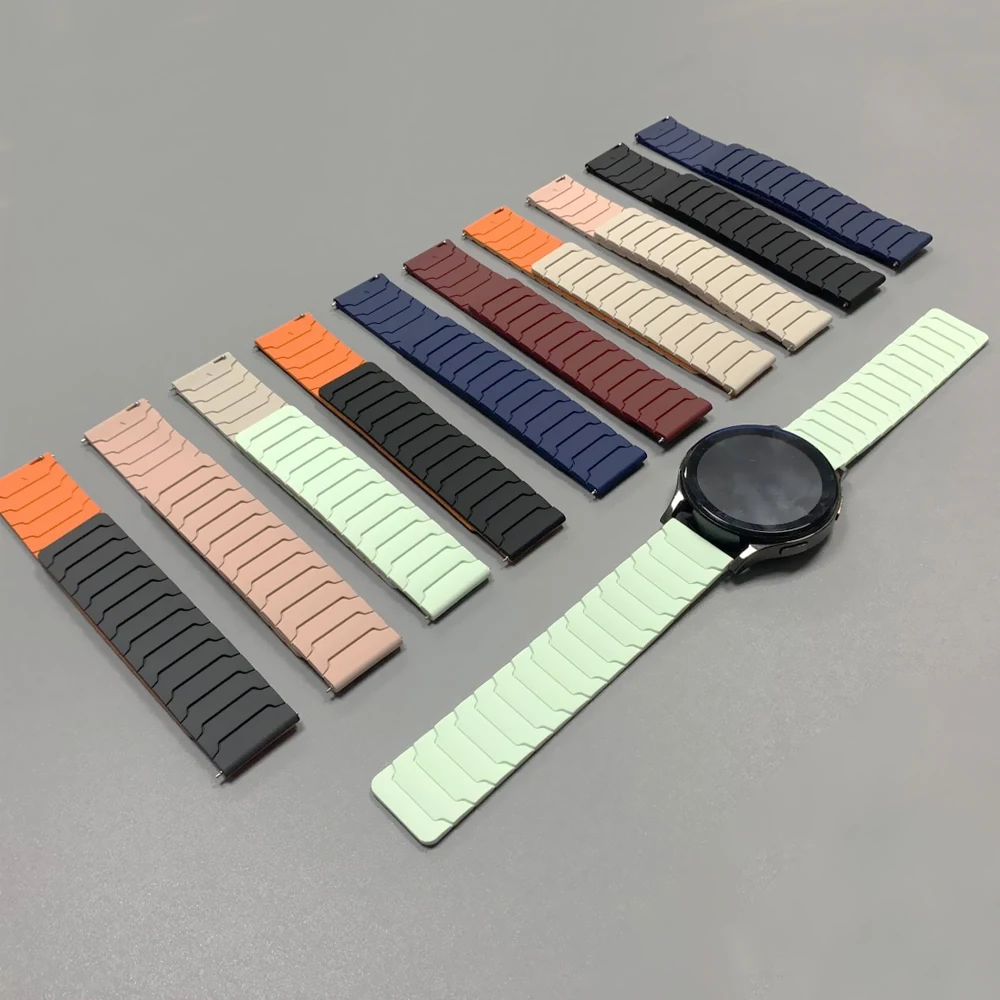 الأشرطة سيليكون لساعة سامسونج جالاكسي 7/6/4/الكلاسيكية/5 برو/أكتيف 2/جير S3 20 مللي متر 22 مللي متر الفرقة المغناطيسية الرياضة حلقة كوريا سوار #3