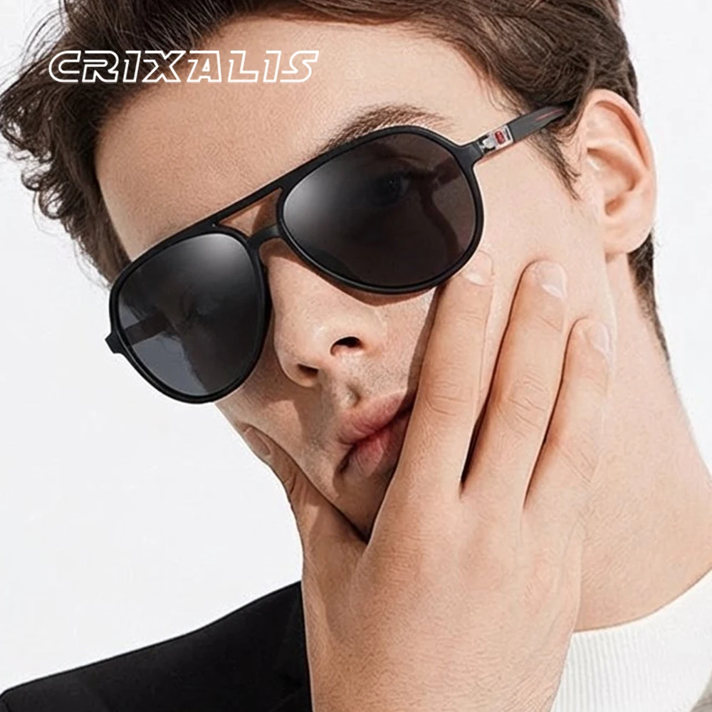 CRIXALIS Modische polarisierte Sonnenbrille für Damen und Herren, langlebiges Metallscharnier-Design, Angeln, Reisen, Outdoor-Brille, UV400