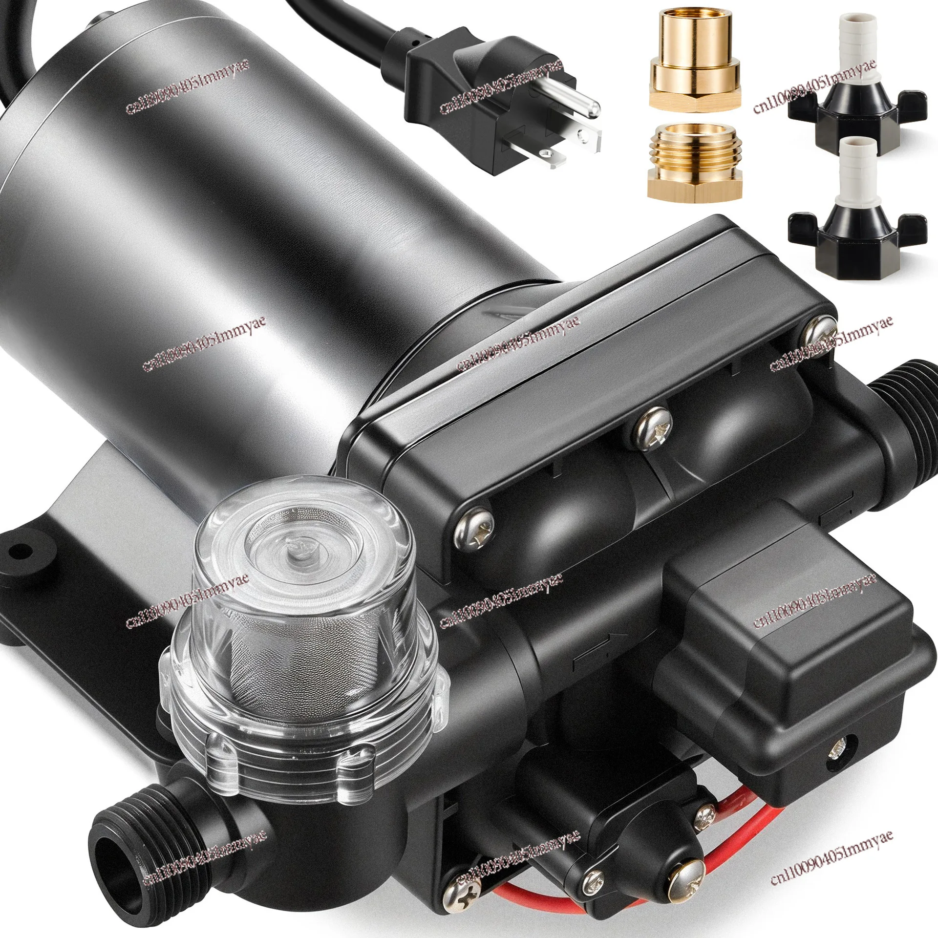 

110V DC Four-cavity Diaphragm Water Pump Low Noise RV Yacht Self-priming Water Booster Pump Duplex