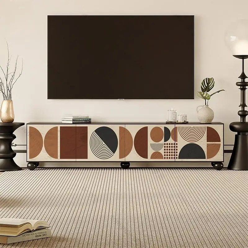 

# Modern Beige TV Cabinet Living Room Furniture Media Storage Entertainment Center Wood Tv Stand with Solid Wood Legs