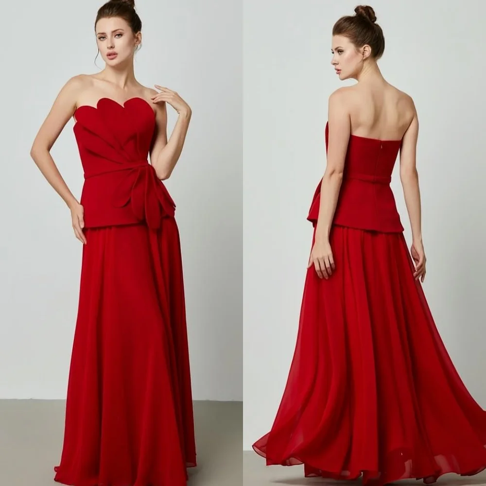 

Customized Intricate Matching Jersey Pleat A-line Strapless Long Dresses Bespoke Occasion Fashion Classic