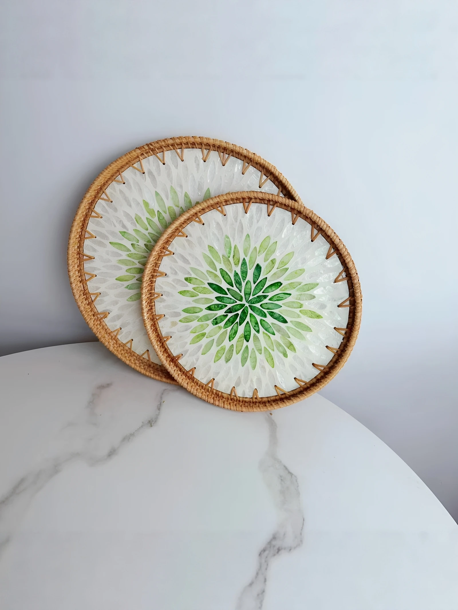 Bohemian Style Wicker  Serving Tray Fruit Plate Living Room Coffee Table Storage Frame Dry Fruit Plate Bread Pastry Plate