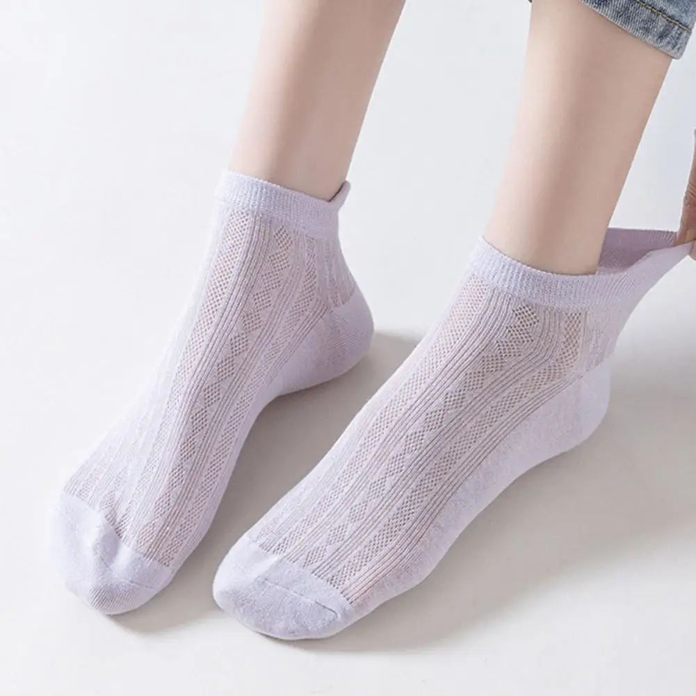 

Sweat-absorbent Boat Socks Breathable Anti-slip Women's Sports Socks with Mesh Hollow Out Design High Elasticity Soft for Active