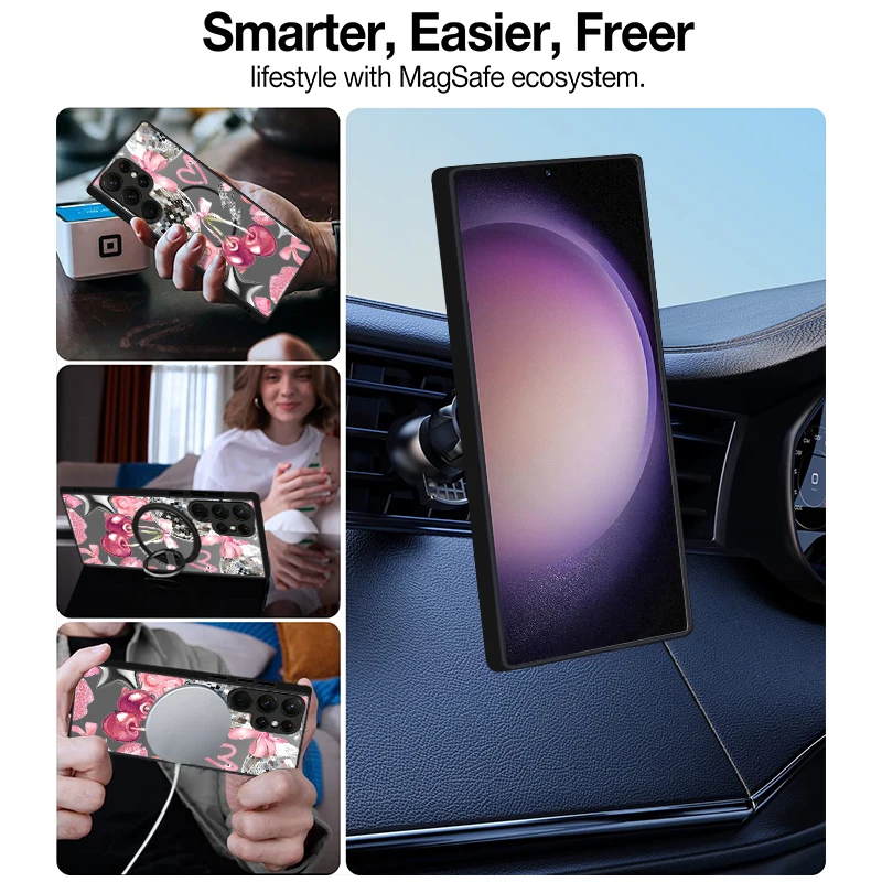 Cute Cherry Pattern Magnetic Phone Case For Samsung Galaxy S26 S23 S24 Ultra S25 FE S22 Plus S25 Edge For Magsafe Hard PC Cover - view 6