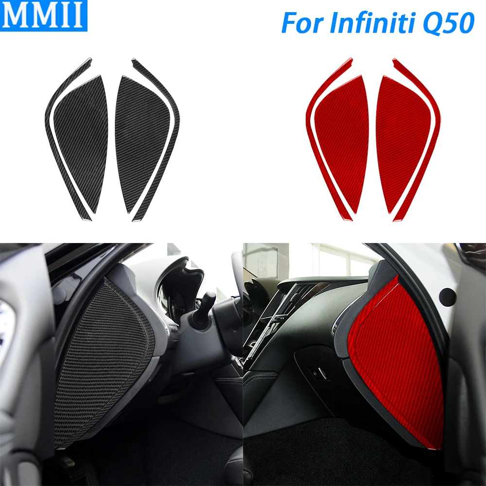 

For Infiniti Q50 2014-2020 Carbon Fiber Dashboard Front Slot Side Panel Cover Trim Car Interior Decoration Accessories Sticker