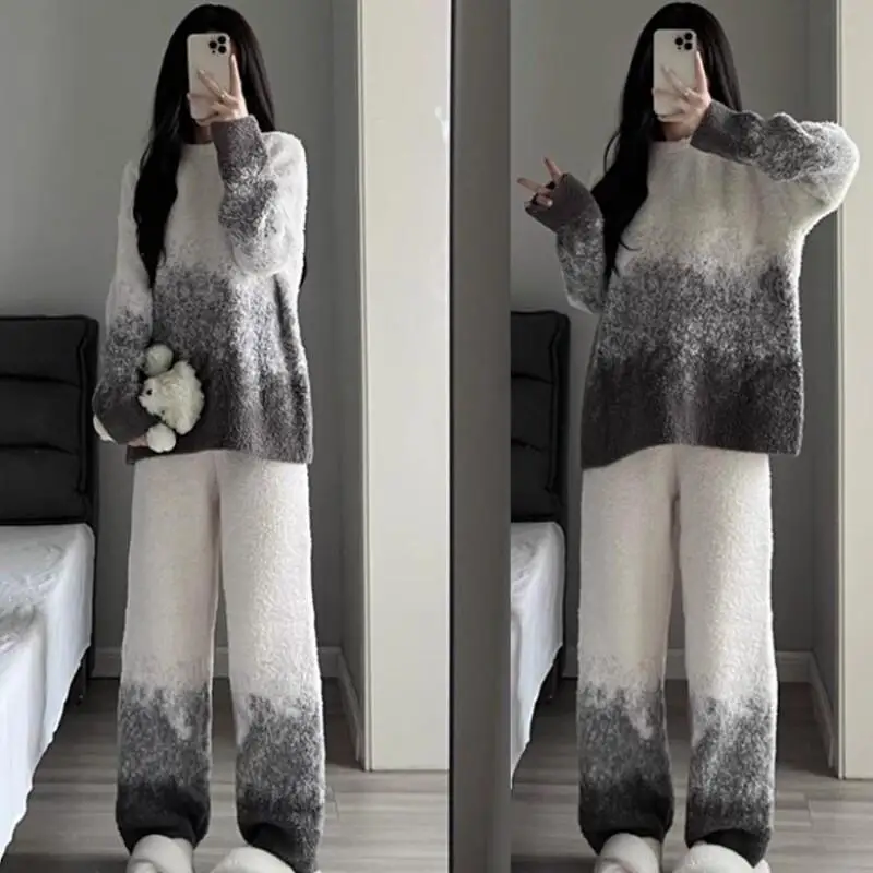 

Pjs Set Plush Coral Fleece Womens Pajama Set Women Warm Winter Pajamas Fashionable Home Clothes Pajamas Cute and Soft Pajama Set