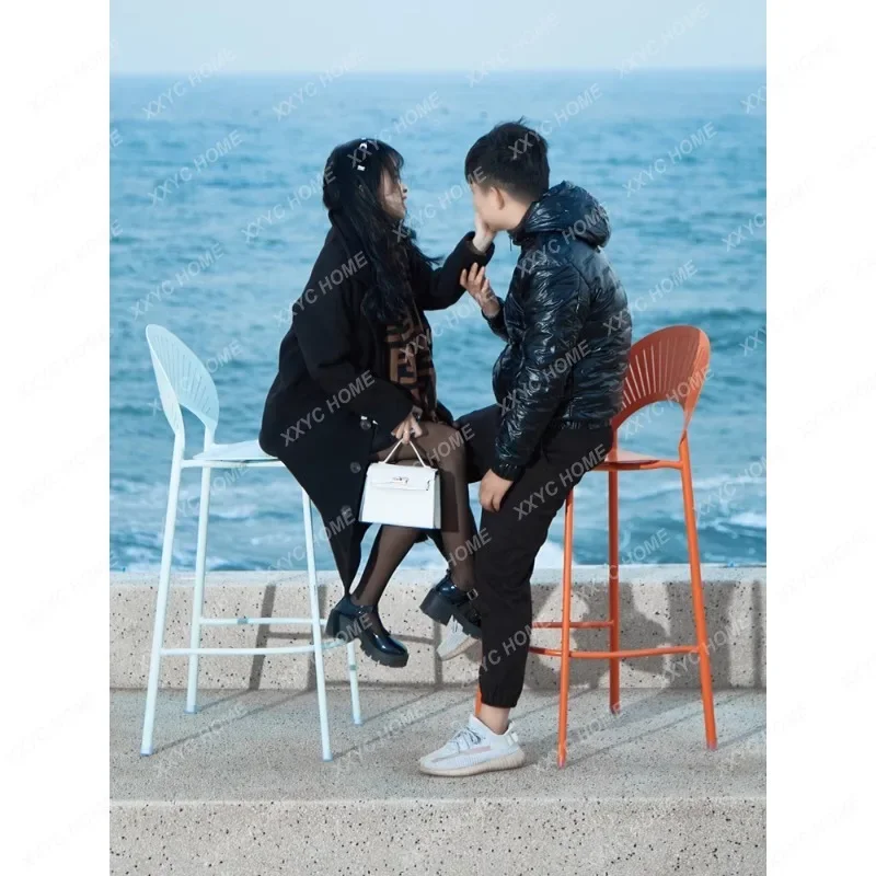 HHOutdoor فناء بار كرسي بار عالي القدم، في الهواء الطلق الحد الأدنى الحديثة الإنترنت الشهيرة مقهى مقاوم للماء ضوء Luxu #4