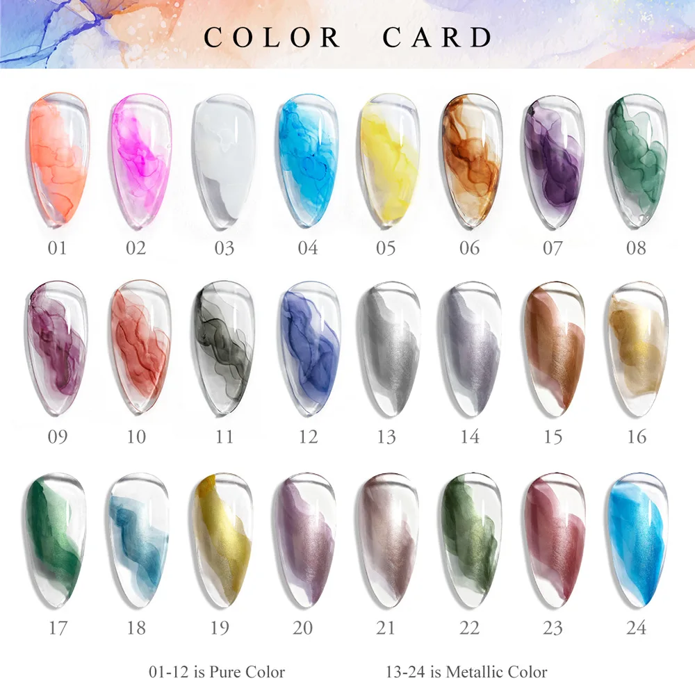 CANNI 9ml Blühende Nagelfarbe Goldene Rose Rosa Lufttrocknend Marmor Rauch Blase Aquarell Nagelflüssigkeit Handzeichnung DIY Gel Schnelltrocknend – Detail 10
