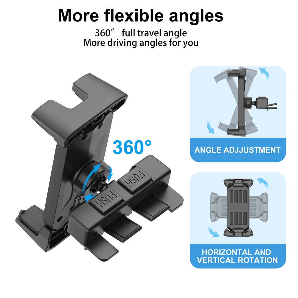 Car CD Slot Tablet Pc Stand Holder Mount 360 Degree Rotation with Rechargeable Hole Fall Prevention Car Navigation for Ipad Pro