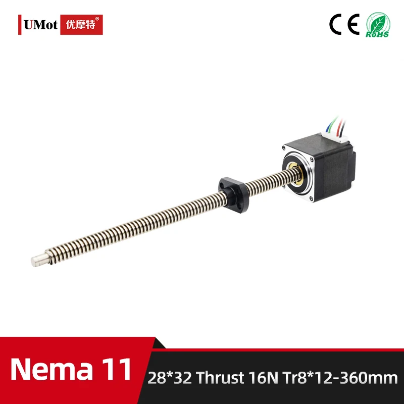 

Упорный 16N 0.95A Tr8 Mini Nema 11 гибридный резьбовой стержень винтовой вал линейный шаговый двигатель со свинцовым винтом