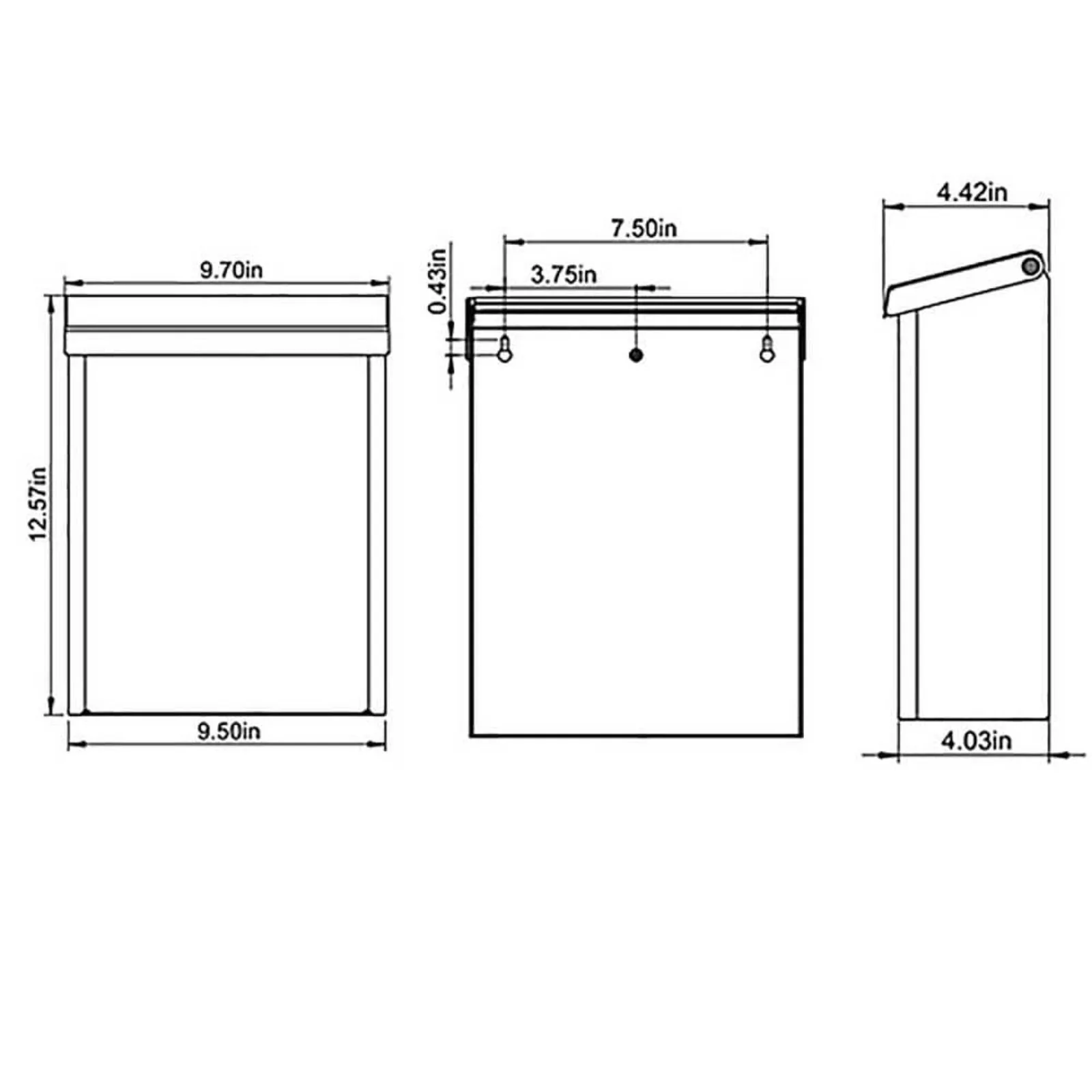 US Designer Black with Satin Nickel, Medium, Steel, Locking, Wall Mount Mailbox