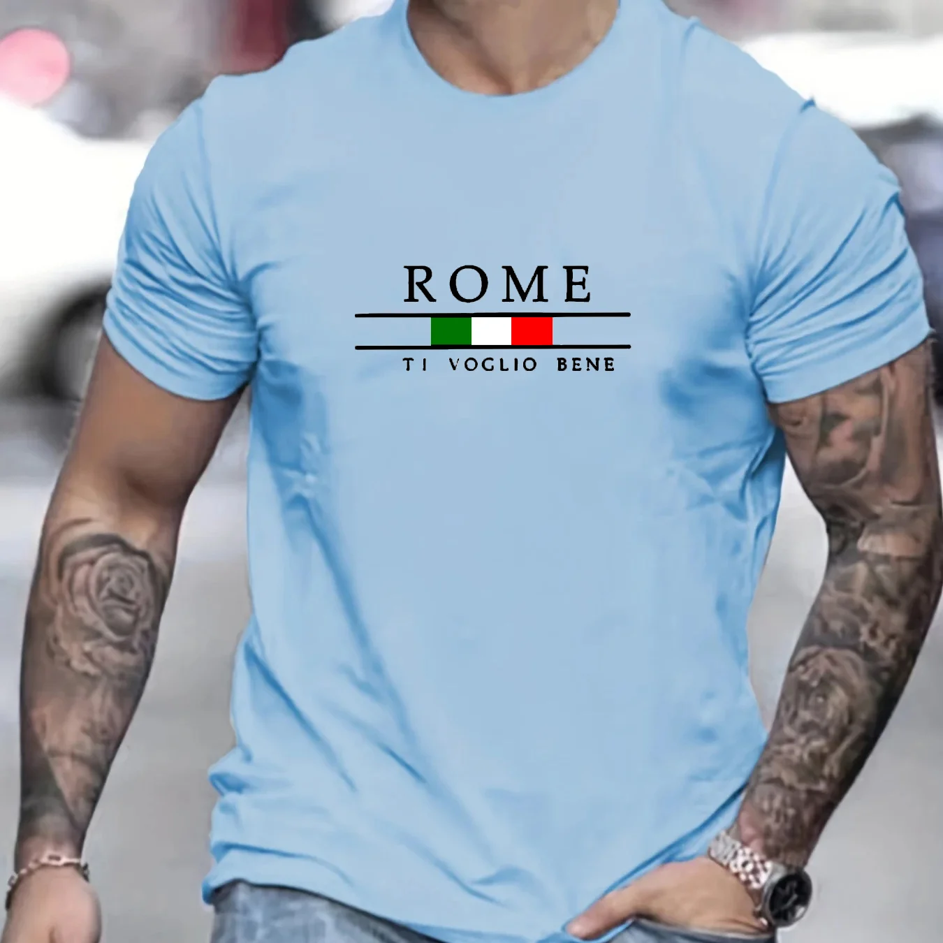 Funny 3D Letter Print T Shirt For Men Fashion Stripe Pattern Short Sleeve Tops Summer Trend Loose Breathable Tees Men's Clothes