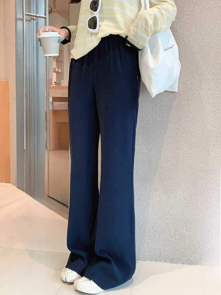 

MeiYang Fi Tail Flared Pants High Waist Long Legs Polyester Fiber Elastic Micro Flared Cosite Yarn Casual Trousers