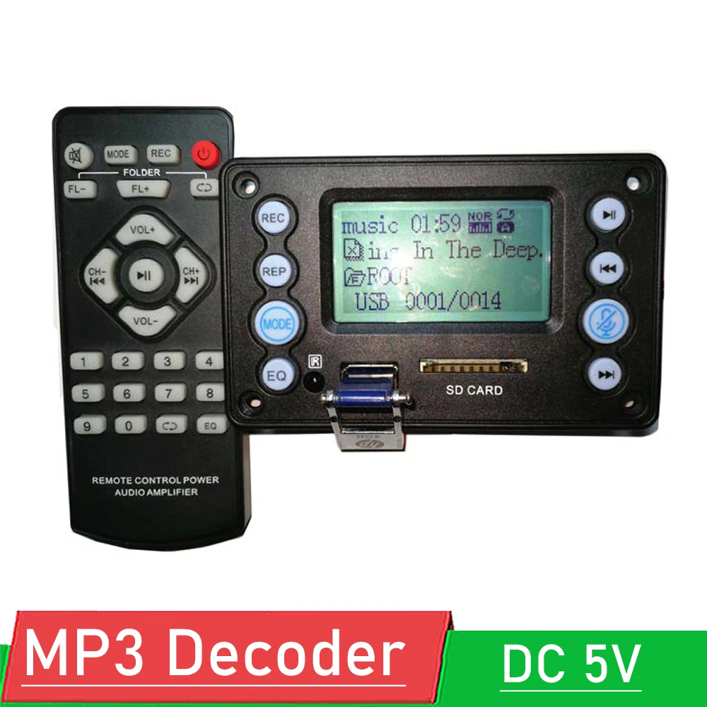 Digital LCD Bluetooth 4.2 MP3 Decoder Board Audio WAV WMA APE music Player FM Radio Lyrics display + remote  FOR POWER Amplifier