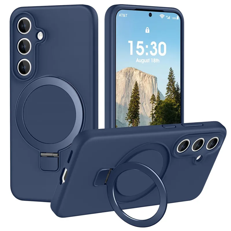 Flüssiges Silikon Magnetischer Ständer Hülle für Magsafe Samsung Galaxy S26 Ultra S25 Edge S24 S23 Plus Mac Safe Stoßfeste Handyhülle