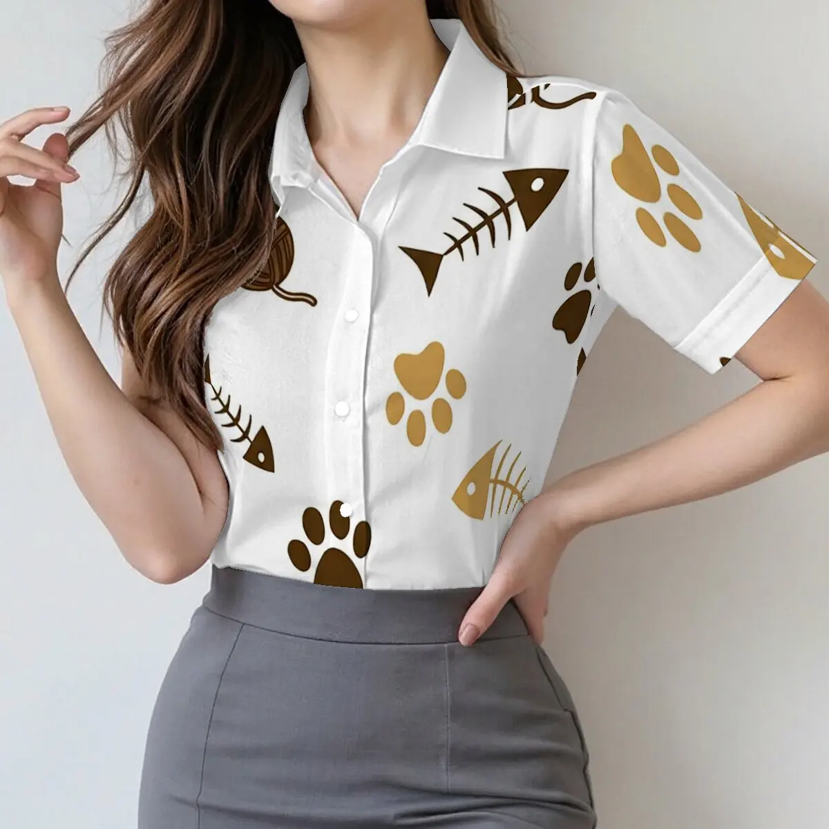 

Women's summer trendy printed shirt, healing and age-reducing, casual and personal, suitable for themed parties, social events